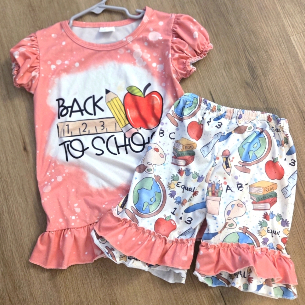 Back to School Pink Ruffle Outfit